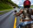 Biker girl First-person view, mountain serpentine.