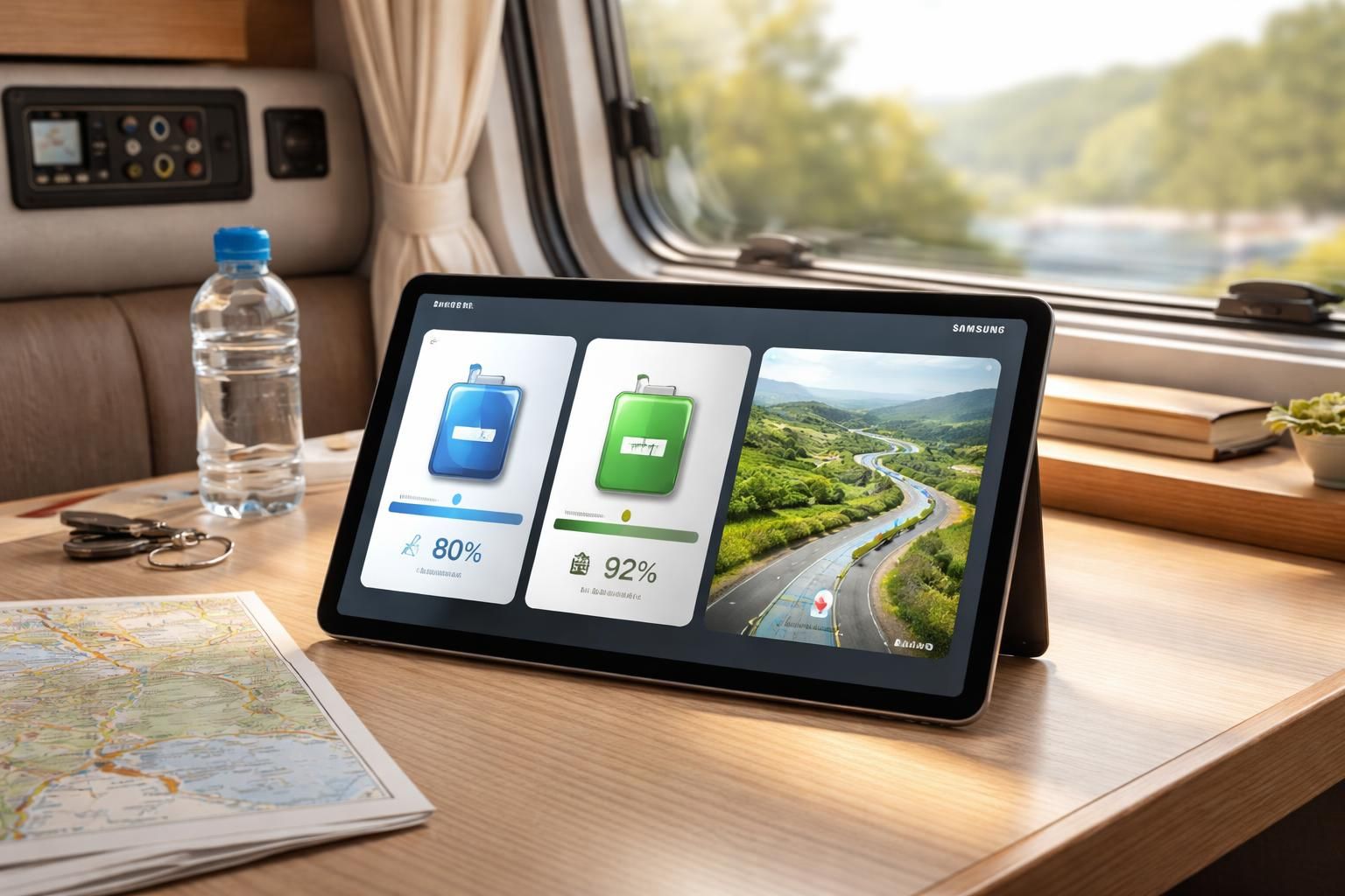 découvrez comment optimiser l'utilisation de votre tablette samsung en camping-car pour gérer l'eau, la batterie, l'itinéraire et vos applications essentielles en toute simplicité.
