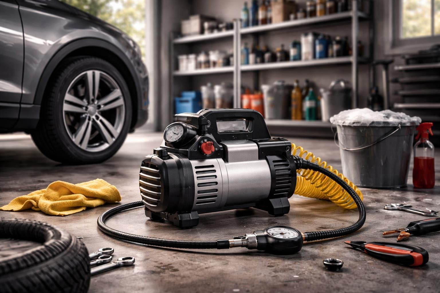 mini compresseur 220v idéal pour véhicules : facile à utiliser pour gonflage, nettoyage et petits travaux au garage. compact et performant pour toutes vos réparations.