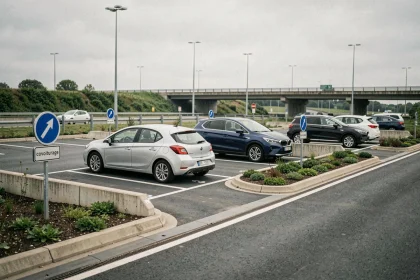 Parking de covoiturage Vinci Autoroutes à La Chapelle-Saint-Mesmin avec signalétique bleue et places bien délimitées