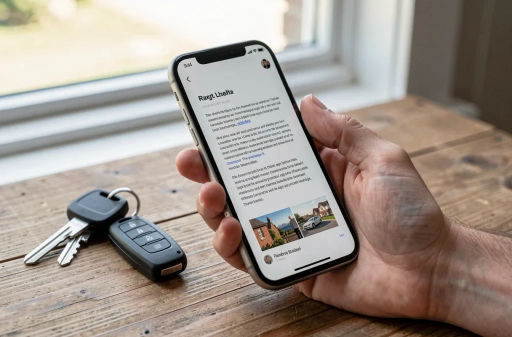 Conducteur consultant son attestation d'assurance sur un smartphone